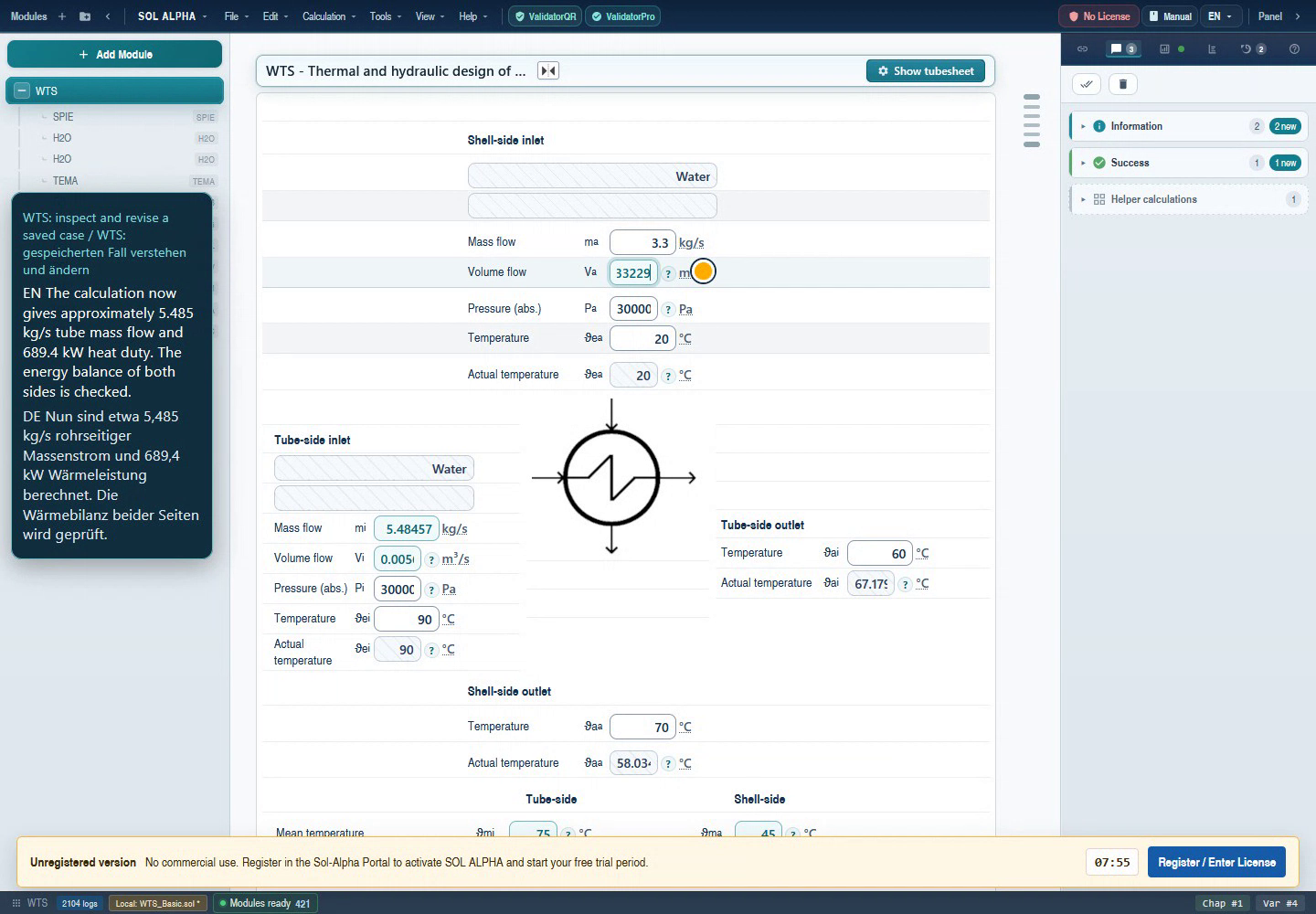 Historical genuine WTS program capture with process states and heat-balance context