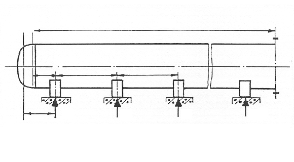 Technical diagram: Horizontal vessels on saddles
