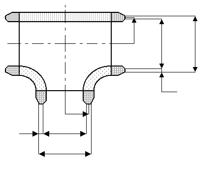 Technical diagram: Stresses in tees with external loads