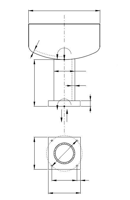 Technical diagram: Vessels on a singular, central cylindrical supporting element
