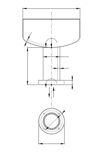 Technical diagram: Vessels on a singular, central cylindrical supporting element