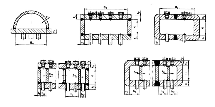 Technical diagram: Tubesheets and bolts (split design)