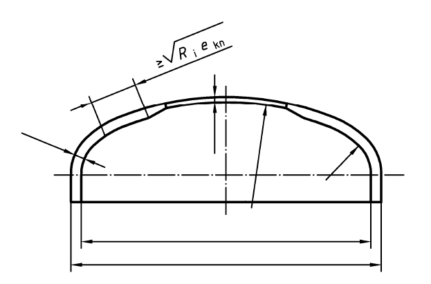 Technical diagram: Elliptical heads under internal pressure