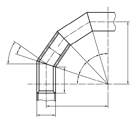 Technical diagram: Straight pipes and pipe bends