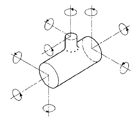 Technical diagram: Stresses and moments in pipe bends and T-pieces