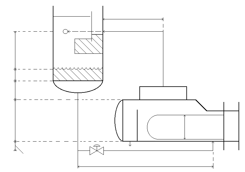 Technical diagram: Hydraulic balance for kettle reboilers