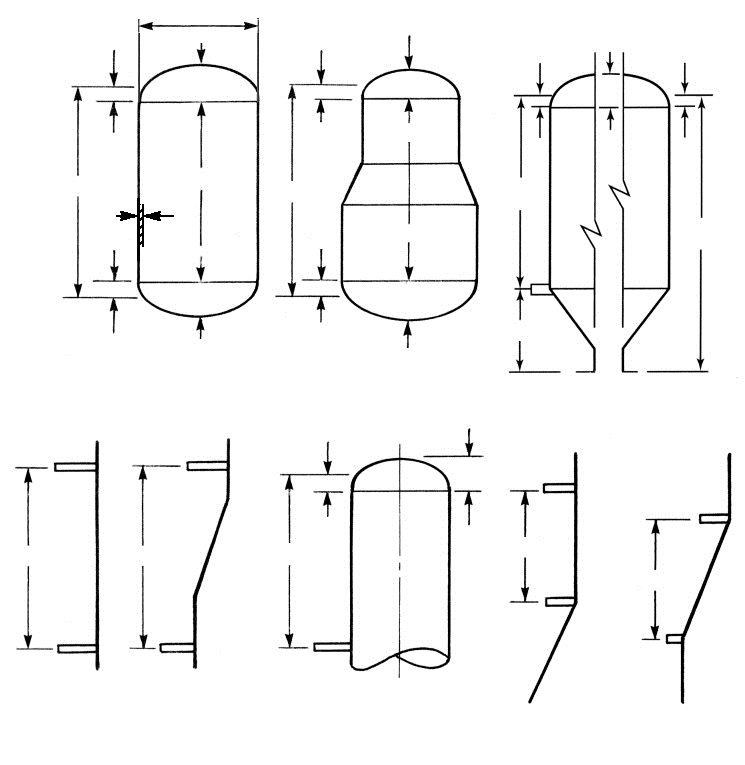 Technical diagram: Thickness of cylindrical shells and tubes under external pressure