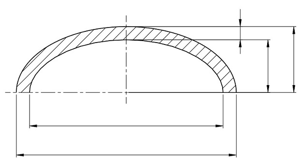 Technical diagram: Elliptical heads under internal pressure